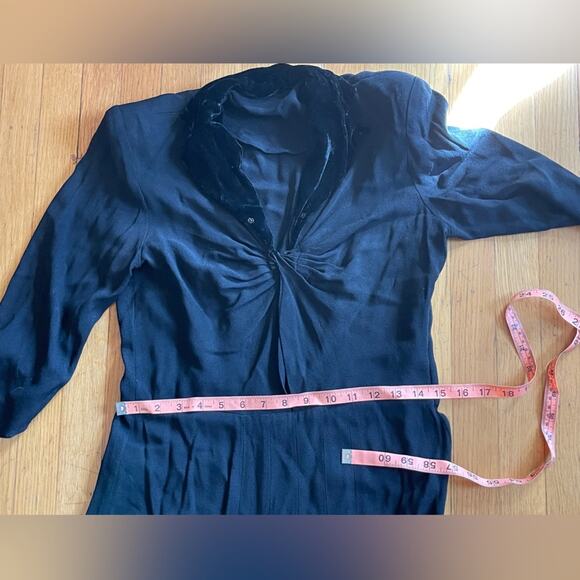 40s Vintage Black Rayon Dress - Picture 5 of 8